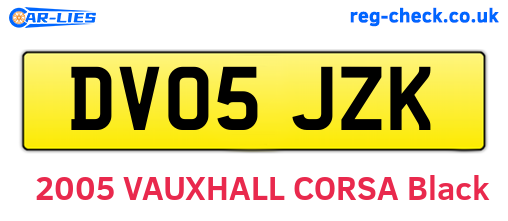 DV05JZK are the vehicle registration plates.