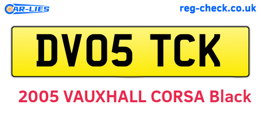 DV05TCK are the vehicle registration plates.