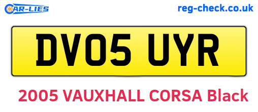 DV05UYR are the vehicle registration plates.