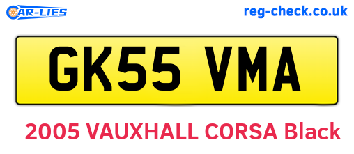 GK55VMA are the vehicle registration plates.