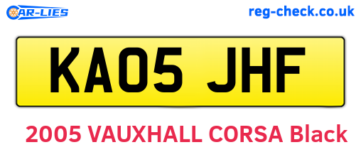 KA05JHF are the vehicle registration plates.
