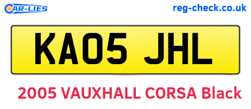 KA05JHL are the vehicle registration plates.