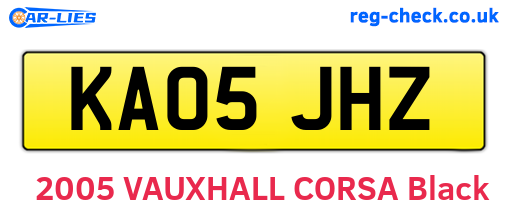 KA05JHZ are the vehicle registration plates.