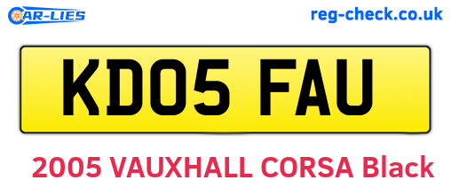 KD05FAU are the vehicle registration plates.