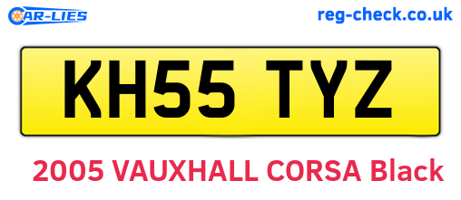 KH55TYZ are the vehicle registration plates.