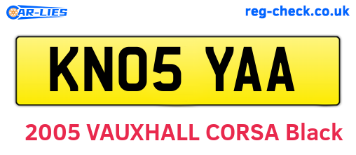 KN05YAA are the vehicle registration plates.