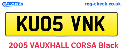 KU05VNK are the vehicle registration plates.