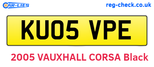KU05VPE are the vehicle registration plates.
