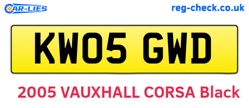 KW05GWD are the vehicle registration plates.