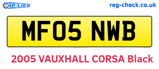 MF05NWB are the vehicle registration plates.