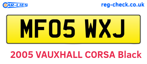 MF05WXJ are the vehicle registration plates.