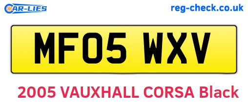 MF05WXV are the vehicle registration plates.