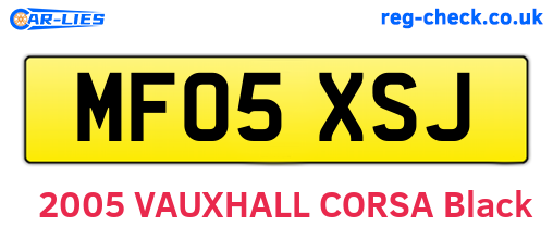 MF05XSJ are the vehicle registration plates.
