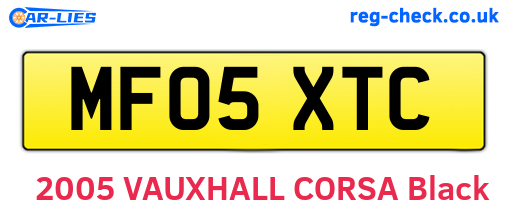 MF05XTC are the vehicle registration plates.