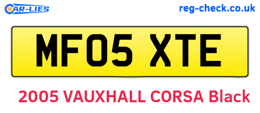 MF05XTE are the vehicle registration plates.