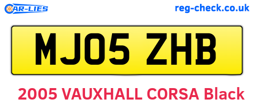 MJ05ZHB are the vehicle registration plates.