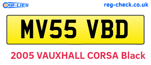 MV55VBD are the vehicle registration plates.