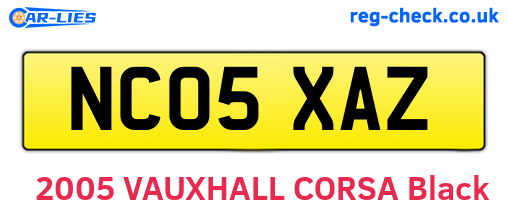 NC05XAZ are the vehicle registration plates.