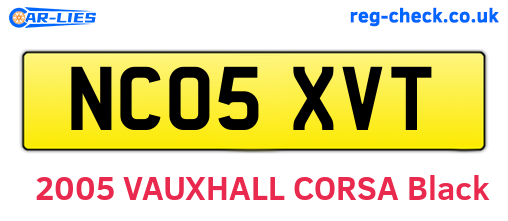 NC05XVT are the vehicle registration plates.