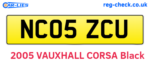 NC05ZCU are the vehicle registration plates.