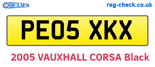 PE05XKX are the vehicle registration plates.