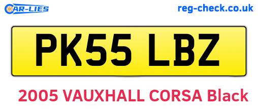 PK55LBZ are the vehicle registration plates.