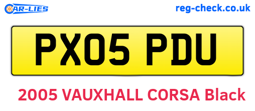 PX05PDU are the vehicle registration plates.