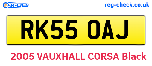 RK55OAJ are the vehicle registration plates.