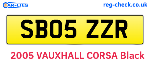 SB05ZZR are the vehicle registration plates.