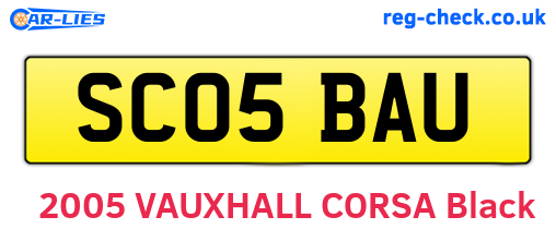SC05BAU are the vehicle registration plates.