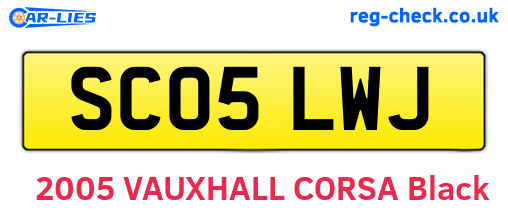 SC05LWJ are the vehicle registration plates.