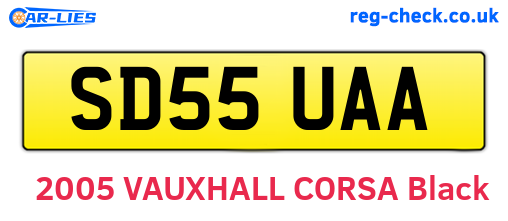 SD55UAA are the vehicle registration plates.