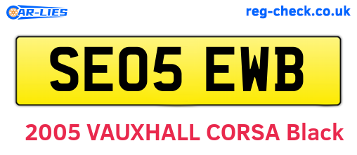 SE05EWB are the vehicle registration plates.