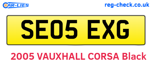 SE05EXG are the vehicle registration plates.