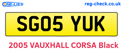 SG05YUK are the vehicle registration plates.