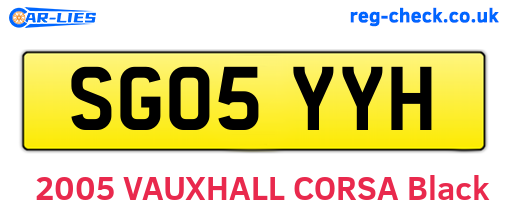 SG05YYH are the vehicle registration plates.