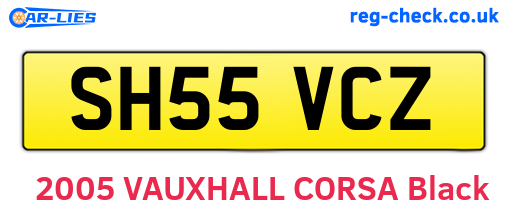 SH55VCZ are the vehicle registration plates.