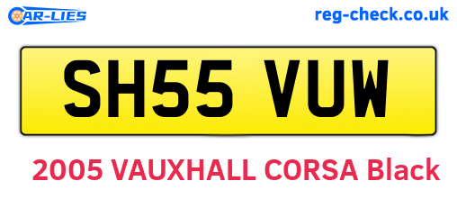 SH55VUW are the vehicle registration plates.