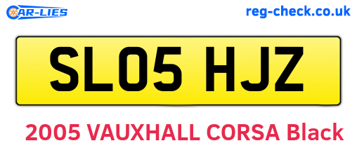 SL05HJZ are the vehicle registration plates.