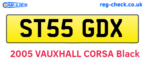 ST55GDX are the vehicle registration plates.