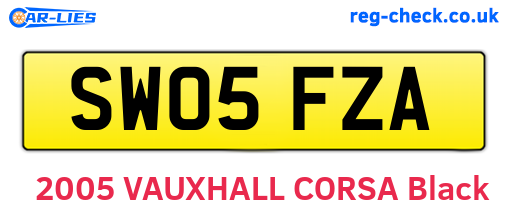 SW05FZA are the vehicle registration plates.