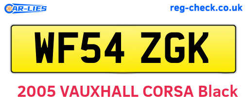 WF54ZGK are the vehicle registration plates.