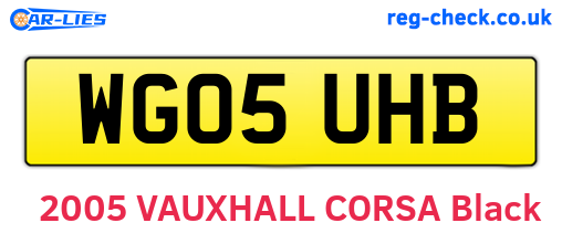 WG05UHB are the vehicle registration plates.
