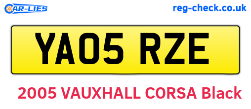 YA05RZE are the vehicle registration plates.