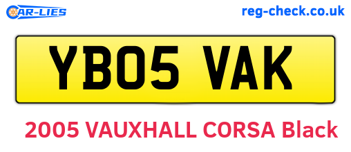 YB05VAK are the vehicle registration plates.