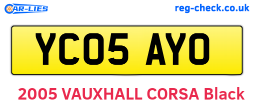 YC05AYO are the vehicle registration plates.