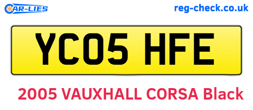 YC05HFE are the vehicle registration plates.
