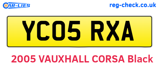YC05RXA are the vehicle registration plates.