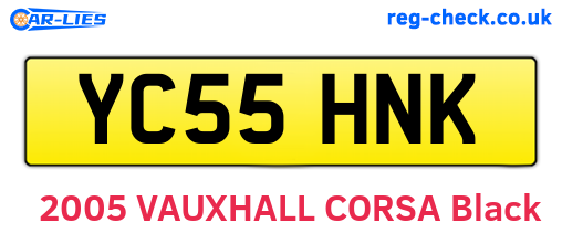 YC55HNK are the vehicle registration plates.