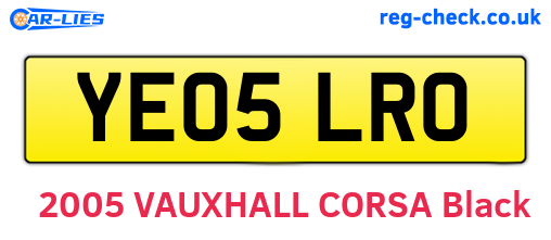 YE05LRO are the vehicle registration plates.
